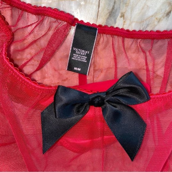 Victorias Secret Santa Baby RED PANTY SKIRT FEATHERS MEDIUM - Picture 8 of 14